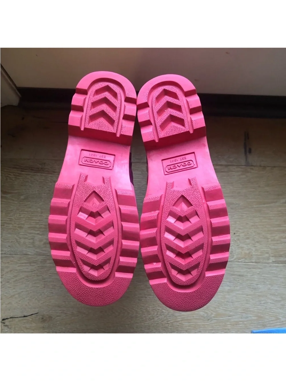 🔥COACH PINK LOGO Rubber Rain Boots Sz 7 FABULOUS! Price Firm